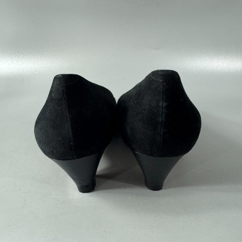 Authentic Gucci 70's-80's Black Suede/Leather w/ Micro GG Logo Pumps, Size 38.5 - Picture 5 of 14